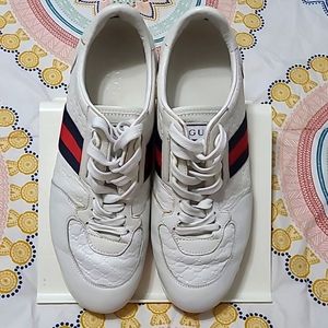 Gucci men's monogram leather trainers